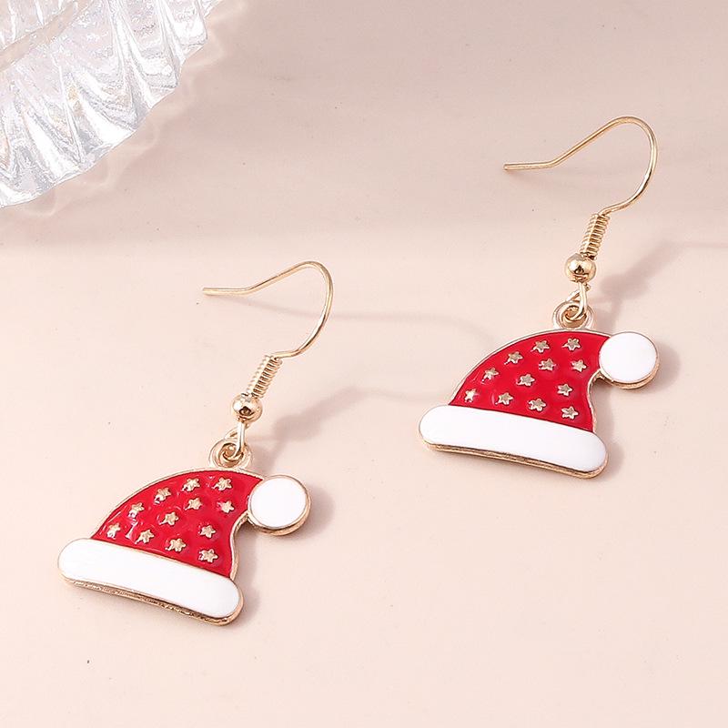 Рождественские серьги-снежинки с лосем и Сантой с характером