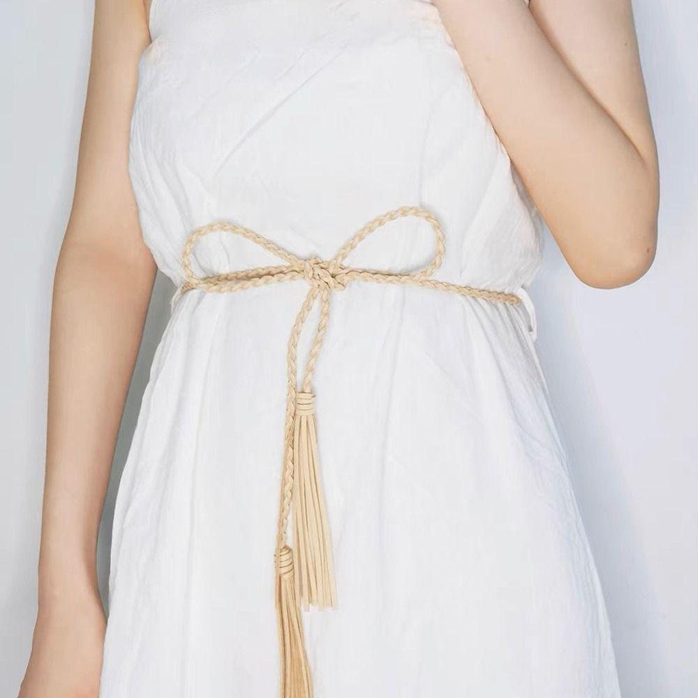Trouser Decoration Simple Tassel Dress Waist Rope Woven Waist Belts Velvet Women Braided Belts