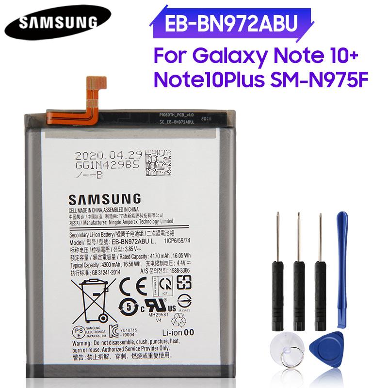Оригинальный перезаряжаемый литий-ионный аккумулятор для Samsung GALAXY Note 10+ Note10Plus SM-N975N SM-N975F SM-N975F/DS SM-N975U EB-BN972ABU Батарея для телефона 4300 мАч