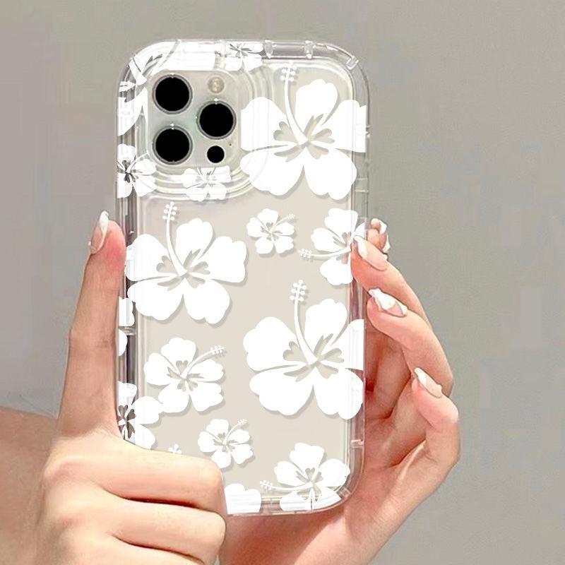 Большой белый цветок для чехла мобильного телефона iPhone17promax Apple 14 большое отверстие 12/13 новый 15 все включено