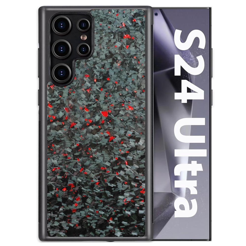 Для Samsung Galaxy S24 Ultra Магнитный чехол Кованая текстура Арамидное волокно+ТПУ Противоскользящая крышка для телефона