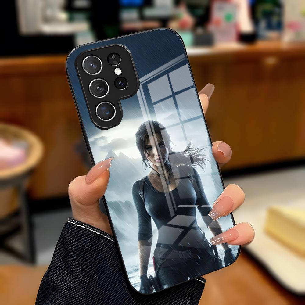Чехол для телефона T-Tomb Raider для Samsung S26 S25 Plus S20 S20 Plus S22 Ultra S23 FE S21 Plus S21 Ultra Стеклянная крышка