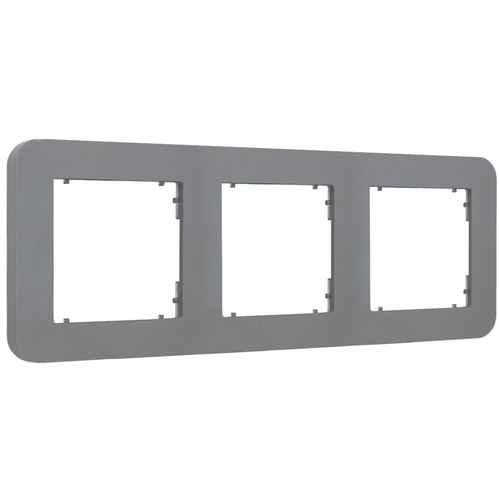 Triple frame for Karlik mini switches and sockets, rounded, matt gray 27MRTZ-3
