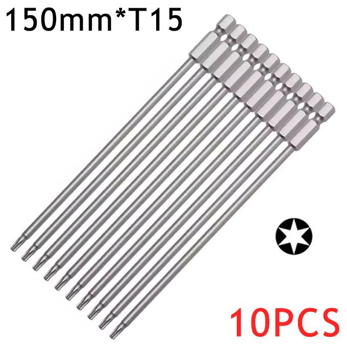 Набор из 6/10 штук 150 мм длинных магнитных бит Torx для электрической отвертки T10, T15, T20, T25, T30, T35, T40