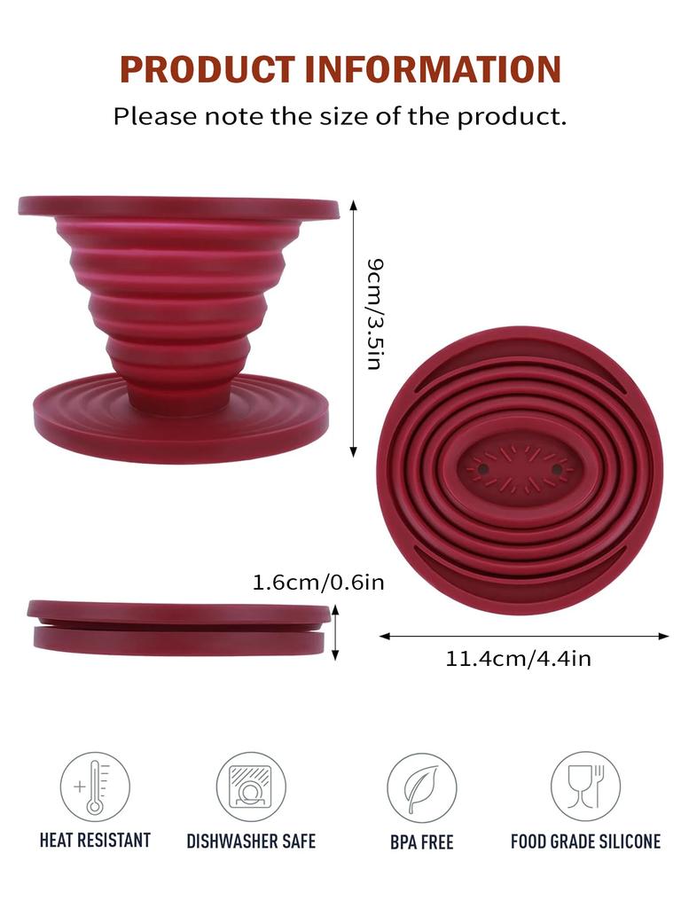 Collapsible Pour Over Coffee Dripper Food Grade Portable Camping Pour Over Coffee Maker Reusable Silicone Pour Coffee Filter