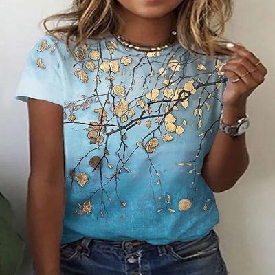 Летние футболки с 3D-принтом с цветочным принтом для женщин, женские футболки большого размера для девочек, топы, женская футболка Y2K Harajuku Clothing