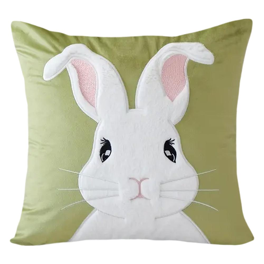Easter Bunny Soft Cushion Case 45x45cm Bunny Faux Fur Pillow Case Rabbit Pattern Decorative Throw Pillowcase