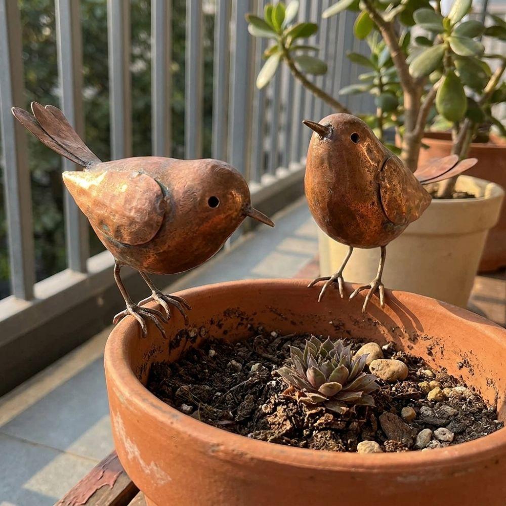 Rusty Metal Bird Sculptures Funny Garden Bird Decoration Iron Art Bird Ornaments Home Decoration