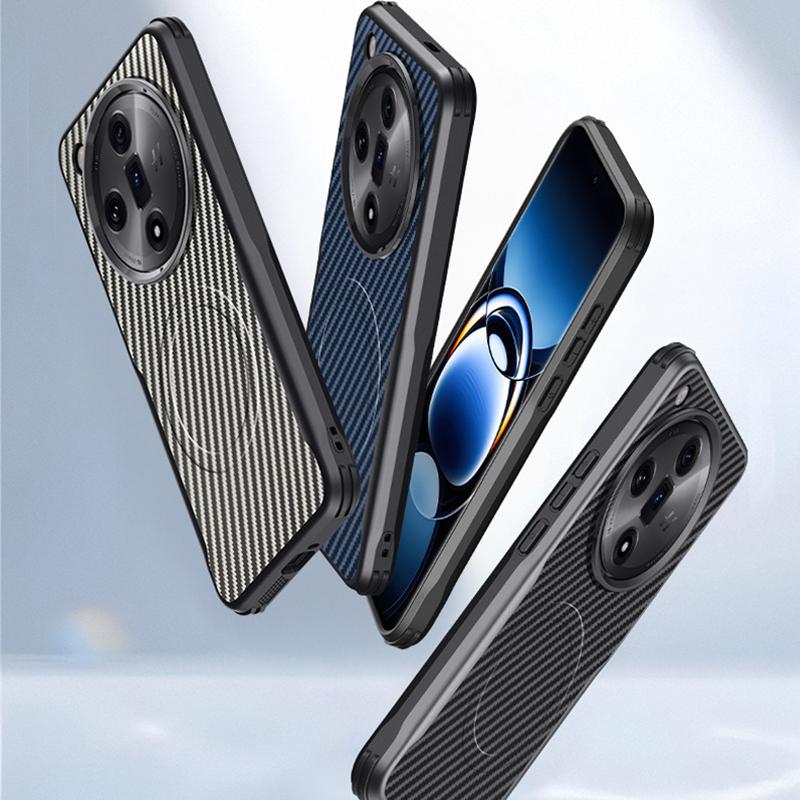 Для Magsafe Kevlar Fiber Magnetic Phone Case для Oppo Find X7 Ultra Wireless Charging Magsafe противоударный чехол для OPPO Find X7 Ultra Phone Cover