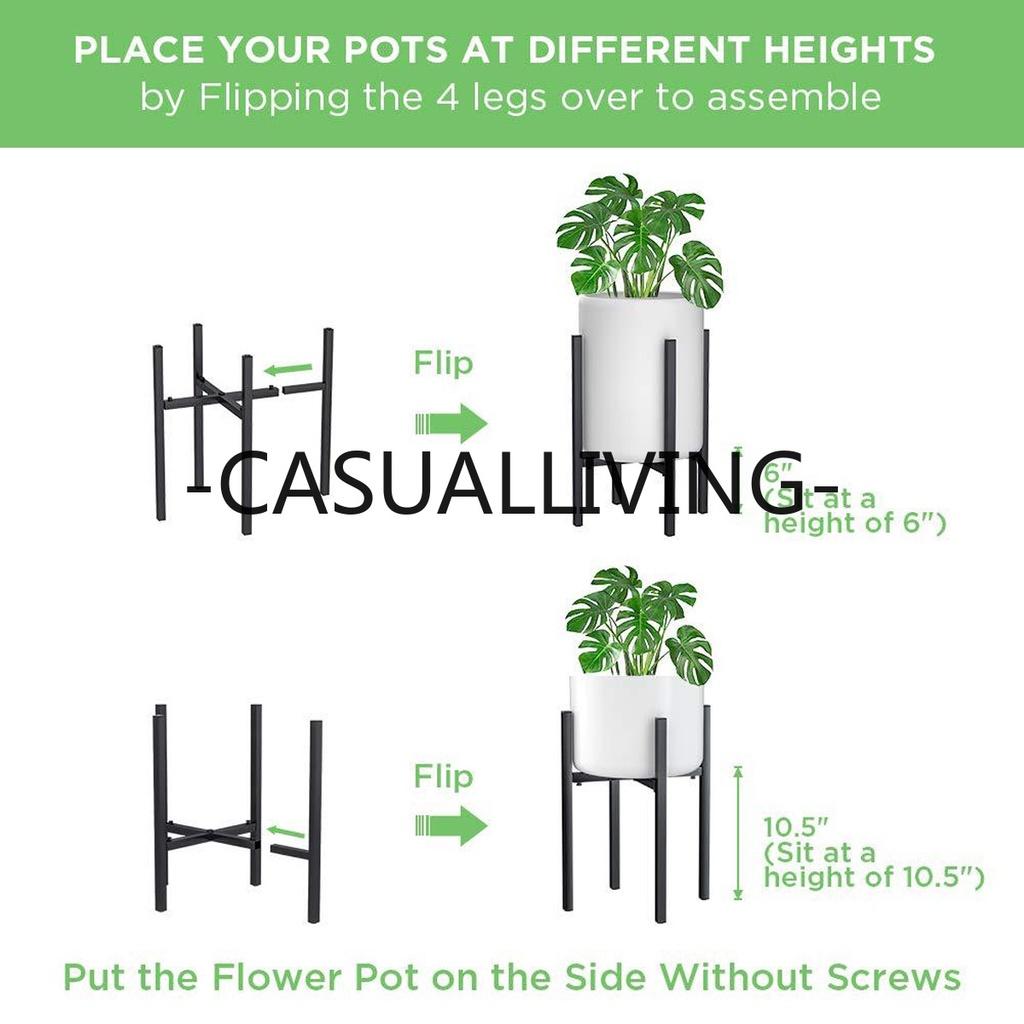 Большой черный металлический домашний плантатор регулируемая подставка для растений держатель для цветочного горшка