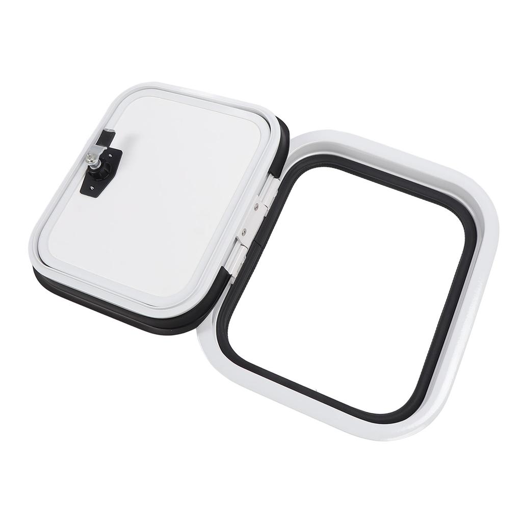 RV Storage Hatch Door with Lock 13.66x11.61 Inch Surface Mount Aluminum Alloy Square RV Baggage Door for Motor Home