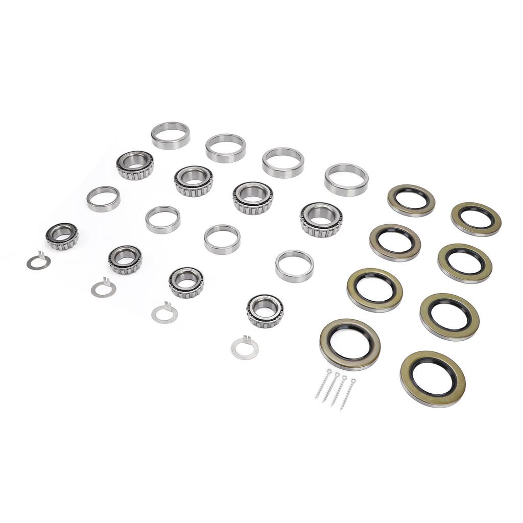 4 Sets Trailer Axle Bearing Kit 6000 to 7000lb Steel Alloy Trailer Wheel Hub Bearing Set with Cotter Pins and Grease