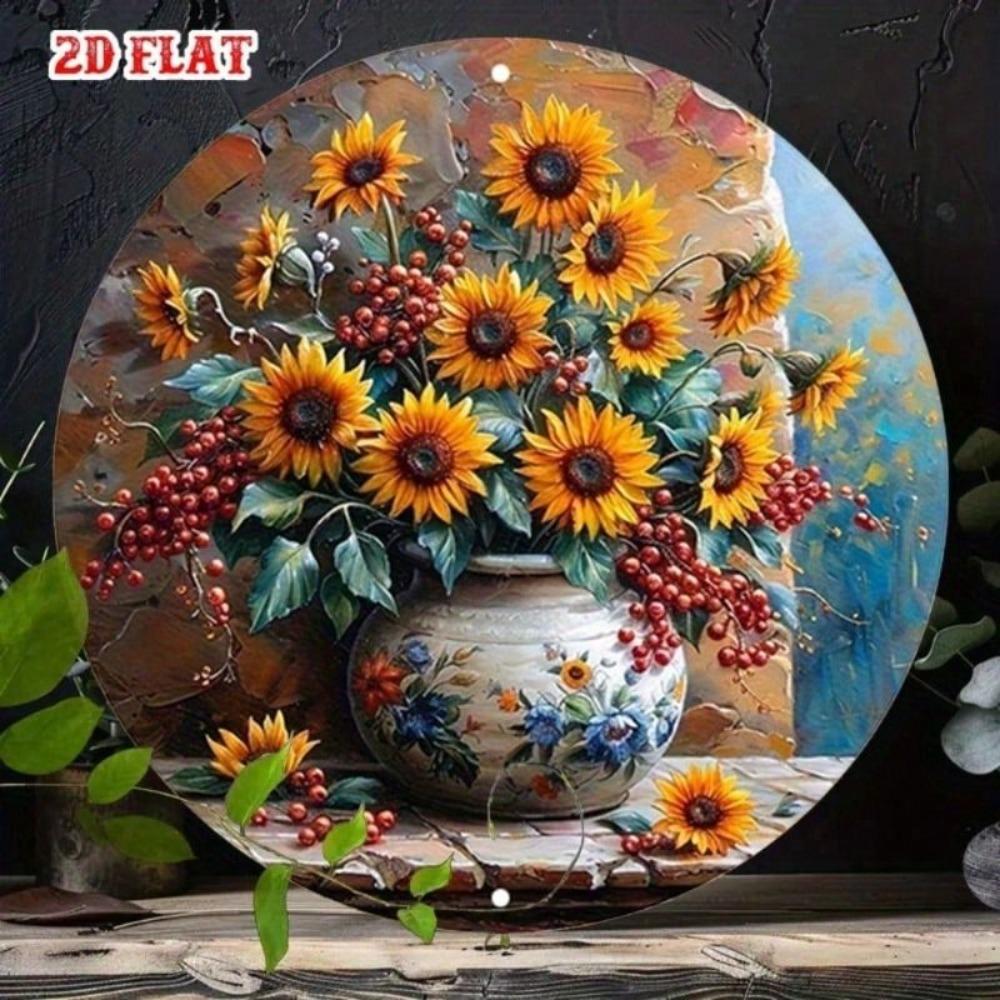 Круглая металлическая настенная art подсолнух Рустикальный декор для кухни 20 см