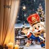 Transparent Decorative Stickers Christmas Static Window Clings, Removable Glass Decals, Snowman Santa Reindeer Nutcracker Seasonal Home Decor