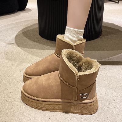 2025 зима новые зимние ботинки короткие ботинки на толстой подошве из утолщенной кожи водонепроницаемые и нескользящие хлопковые ботинки маленькие короткие ботинки