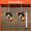 Halloween Theme Witch Broom And Pumpkin Pattern Women Earrings For Women Festive Accessories