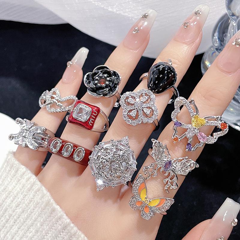 Light Luxury High-End Butterfly Rose Stacking Series Open Ring Niche Design Personalized Ring Woman