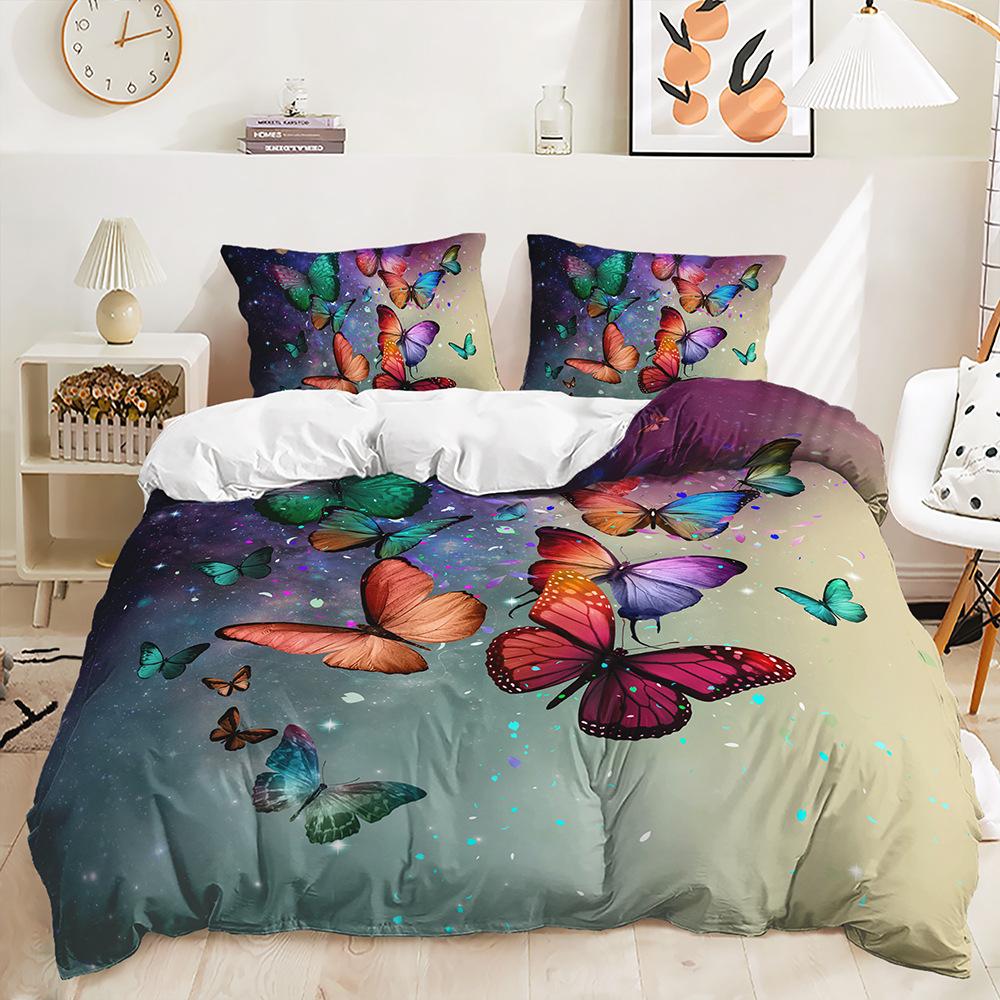 Three-Piece Butterfly Quilt Set Two-Piece Bedding Set Digital Printing 3D Set