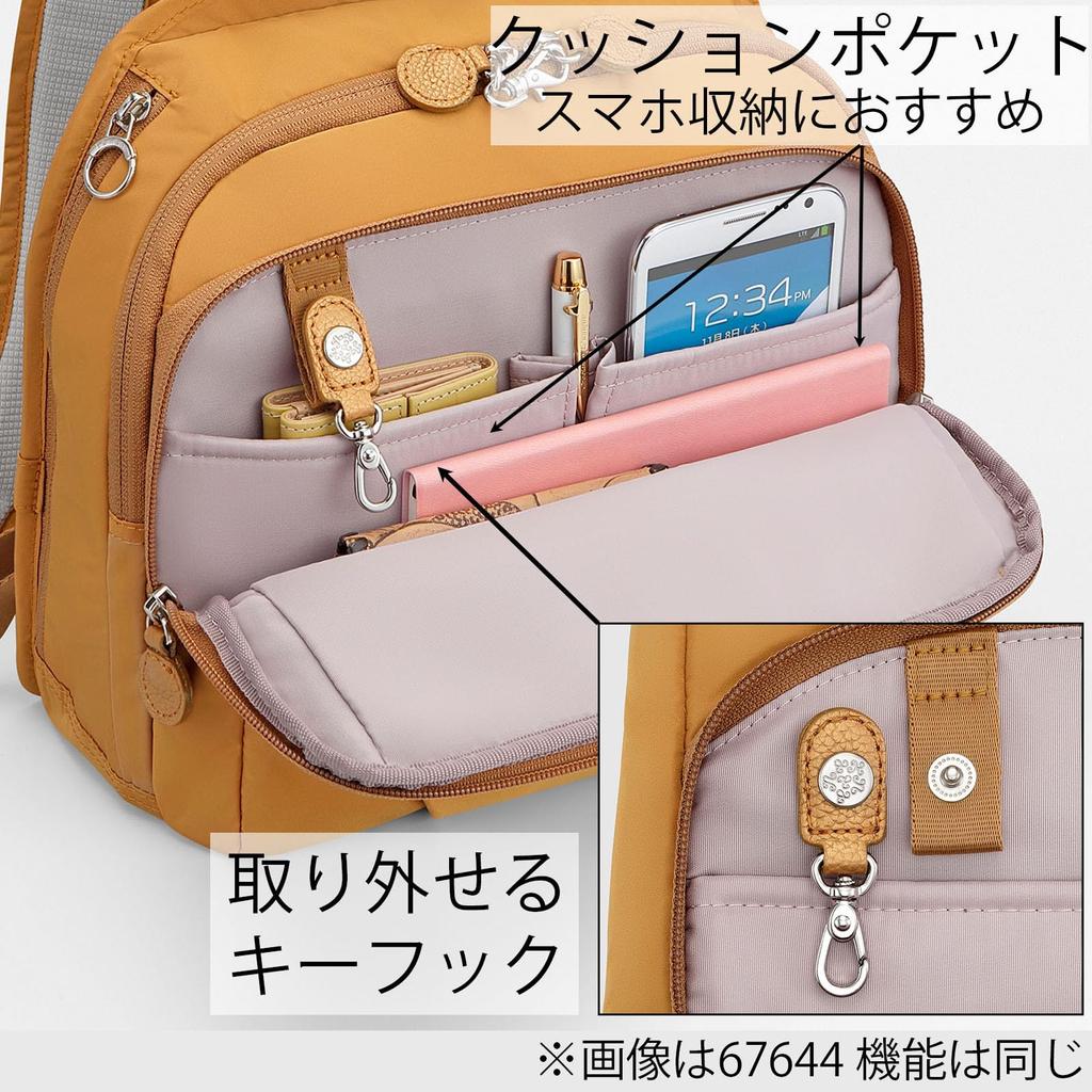 Rucksack with Pocket Ladies A4 Size Multifunctional Orange [Kanana Project] PJ1-4th Anti-Virus No.67645