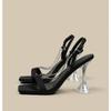 New Style Popular Sexy Shallow High Heel Sandals Women Summer Pointed Toe Metal Chain Shoes Buckle Strap Party Sewing