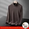 Мужская рубашка из немецкого бархата с длинным рукавом и полуводолазкой - однотонная, плотный двухсторонний бархат, теплая внутренняя одежда для осени/зимы