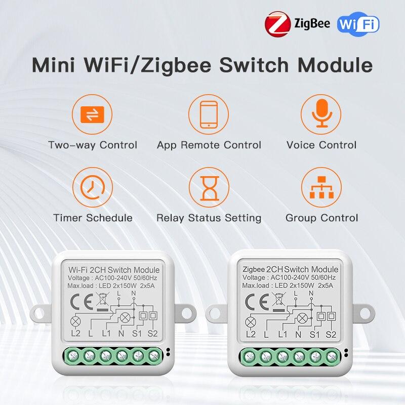 Tuya Zigbee WiFi DIY Smart Switch Breaker APP Remote Timing Wireless Control Relay Automation Modules Alexa Google Home Voice