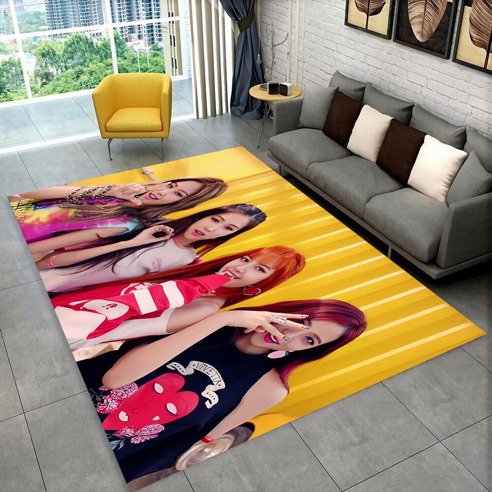 Kpop Girls 3D B-black and Pink-k HD Rug Carpet for Living Room Bedroom Home Decor,Floor Mat Non-slip Decoration for Sofa Doormat