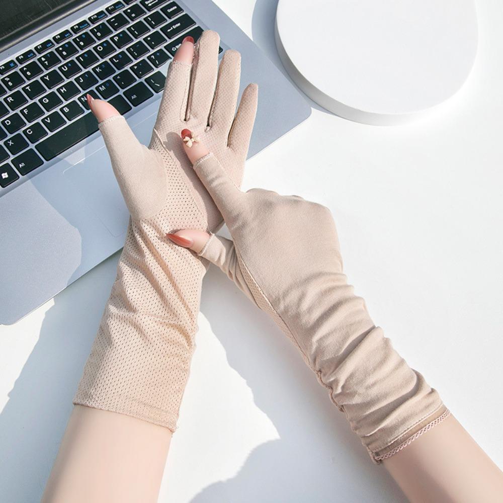 Lengthen Women Sunscreen Gloves Thin Summer Driving Mittens Sun Protection Riding Gloves Ladies