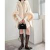 Cloak Shawl Integrated Fleece Thickened Large Size Loose Hooded Medium And Long Cardigan Woolen Jacket 1189