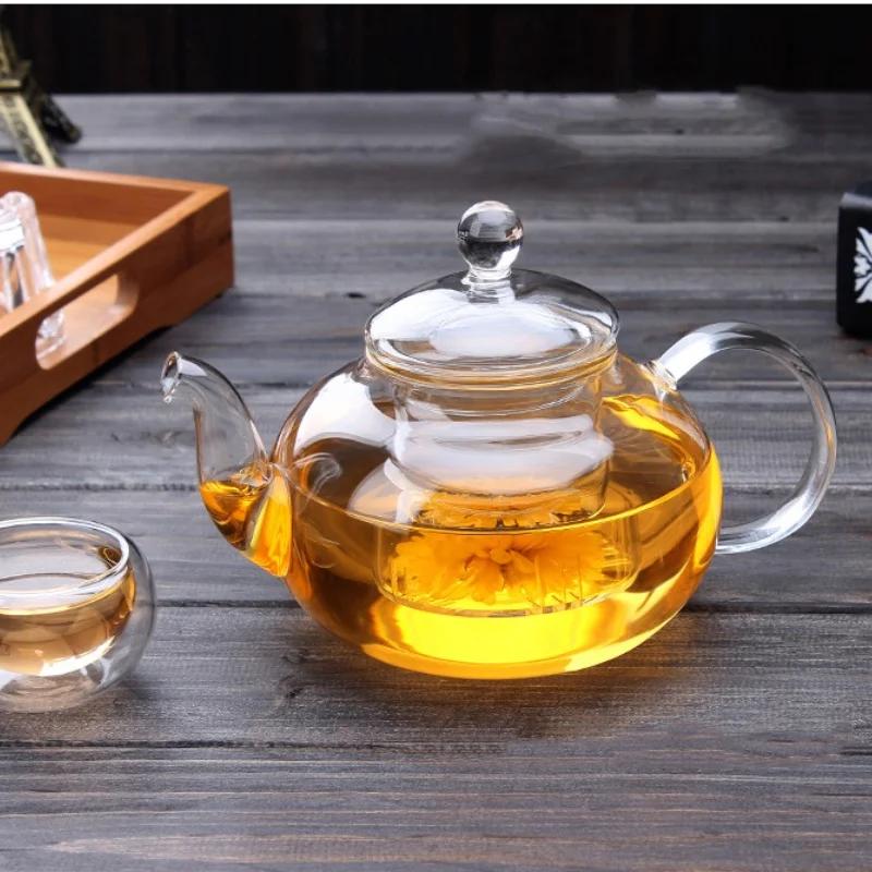 400ml/1000ml Thickened Glass Teapot Heat-Resistant High Borosilicate Glass Flower Tea Pot with Filter Heatable Glass Teaware