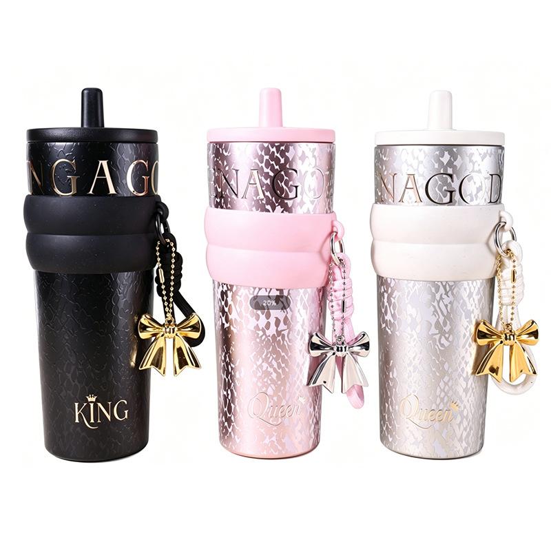 Light Luxury Ceramic Inner Tank Thermos Cup Large Capacity Fashion Muse Cup with Lifting Rope Portable Straw Cup