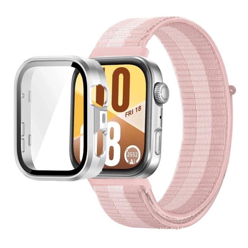 Нейлоновый ремешок + ПК-корпус для Huawei Watch Fit 3/4/4 Pro Защитный чехол от падения + Удобный дышащий браслет Ремешок Correa