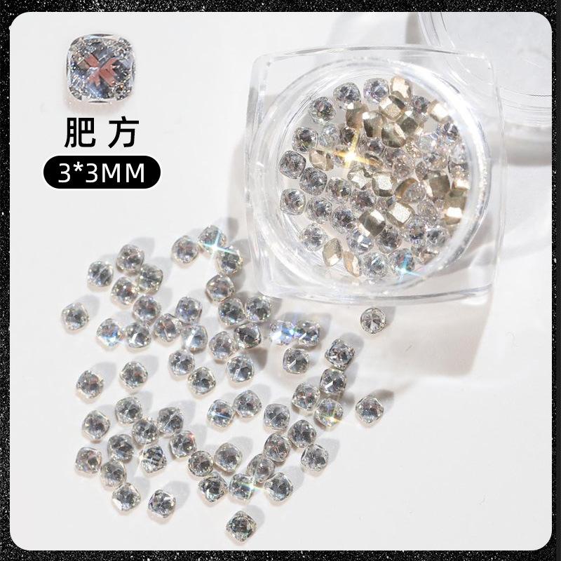 Украшения для ногтей с бриллиантами Flash Mini White Zircon Diy Manicure Украшения для ногтей с конским глазом Love Fat Square Diamond