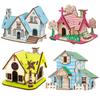 NOELAMOUR 3D Wooden Puzzle, Cute House Set of 4, Kids Educational Toy, 3D Craft DIY Craft Kit