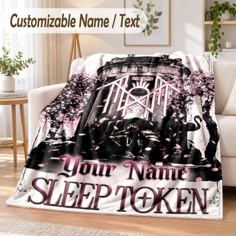Sleep Token Custom Name Flannel Throw Blanket Soft Warm for Sofa Bed Indoor Home Use