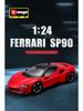 Bimego Ferrari SF90 1:Модель спортивного автомобиля из сплава 24 для мальчиков - Коллекционная игрушка-украшение.