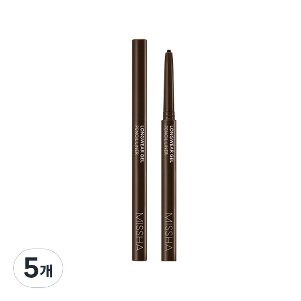 MISSHA Стойкий гелевый карандаш для глаз Long Wear Gel Pencil Liner 0,14 г, цвет пекан, 5 шт.