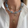 Leopard Print Conch Starfish Necklace Seashell Beads Chain Choker Scarf Necklace  Gold Jewelry