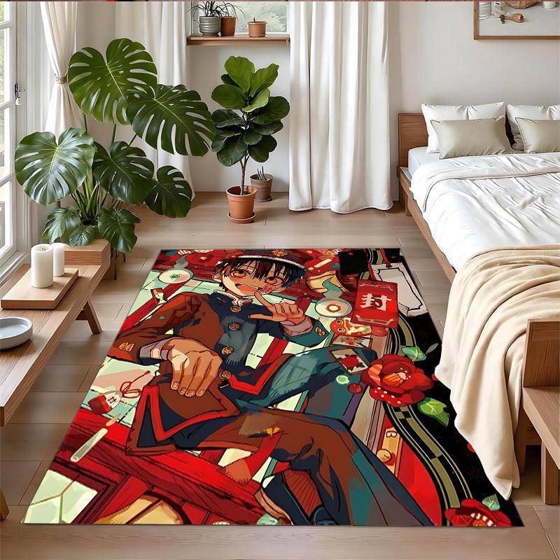 Anti‑Slip Crystal Velvet Floor Rug, Hanako Kun Design Carpet for Indoor Living Bedroom Home Decoration