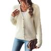 Women's Autumn and Winter Pearl Button Casual Solid Color Cardigan Sweater