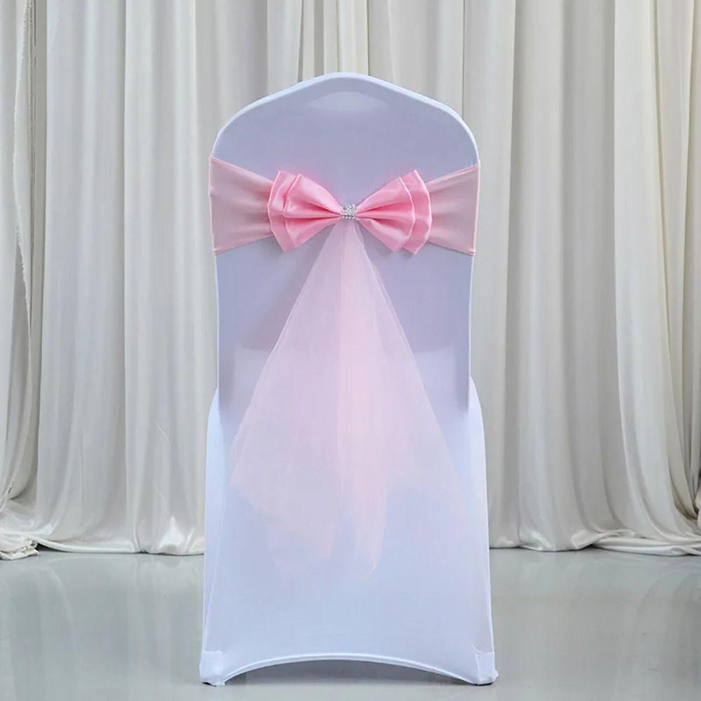1Pcs Multi Color Chair Bandage Bowknot Wedding Chair Ribbon Hotel Banquet Party Home Decor Supplies