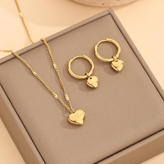 Комплект украшений в форме сердца, золотое ожерелье в форме сердца, серьги-кольца, подарки на день рождения, годовщину свадьбы для женщин