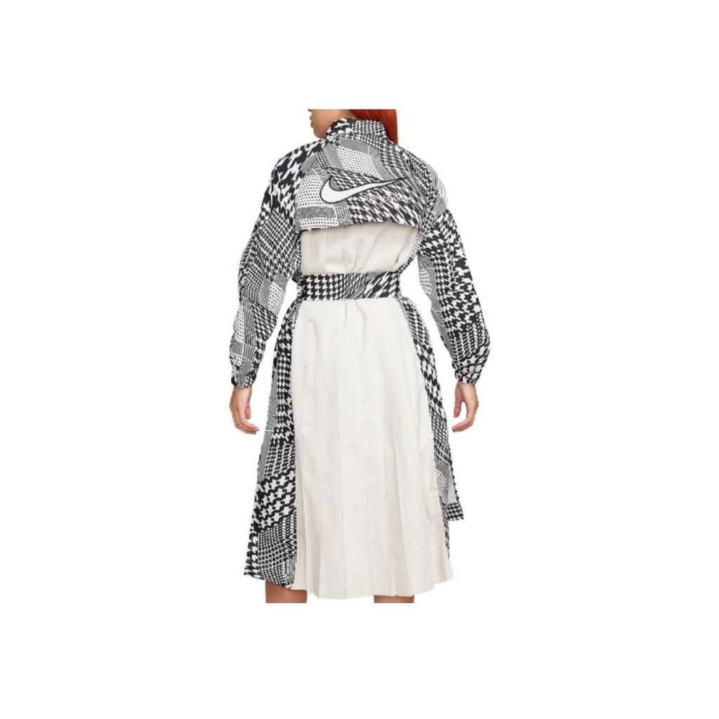 Nike Пальто-тренчкот с узором «гусиная лапка» и нерегулярным плетением, боковыми разрезами и воротником-молнией, с длинными рукавами, женская верхняя одежда, черный цвет FB8273-104