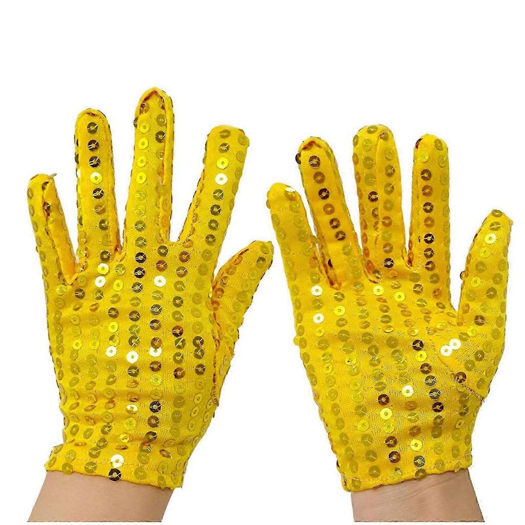 Internet Celebrity Gloves Fashion Stage Performance Sequins Short Glove Black Silver Red Yellow Blue Shinning Mittens Red