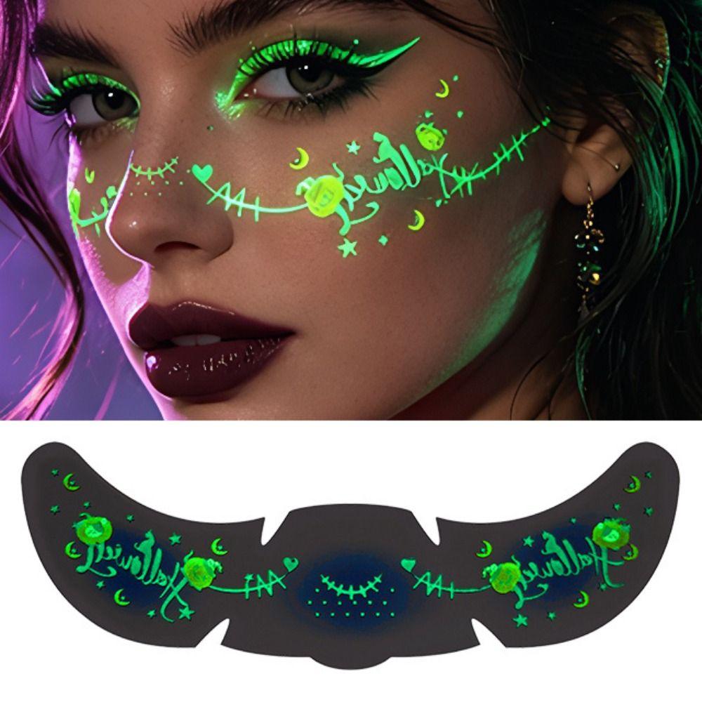 Water Transfer Printing Face Sticker Freckles Luminous Halloween Makeup Sticker Festival