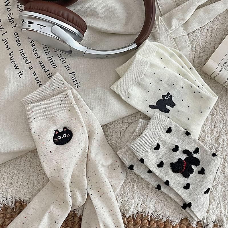 Cartoon Animal Kawaii Lovely Cat For Women Cotton Socks Japanese Style Comfortable Female Casual Mid Tube Sock