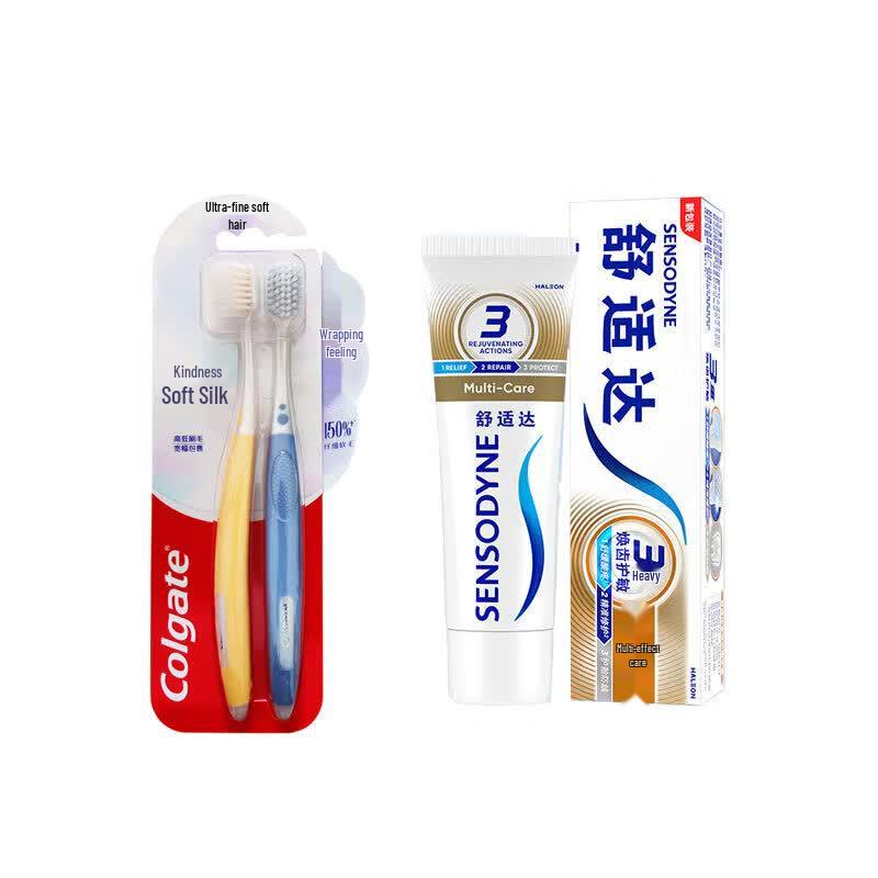 Colgate Soft Bristle Toothbrush 2-Pack with Sensodyne Multi-Care Toothpaste