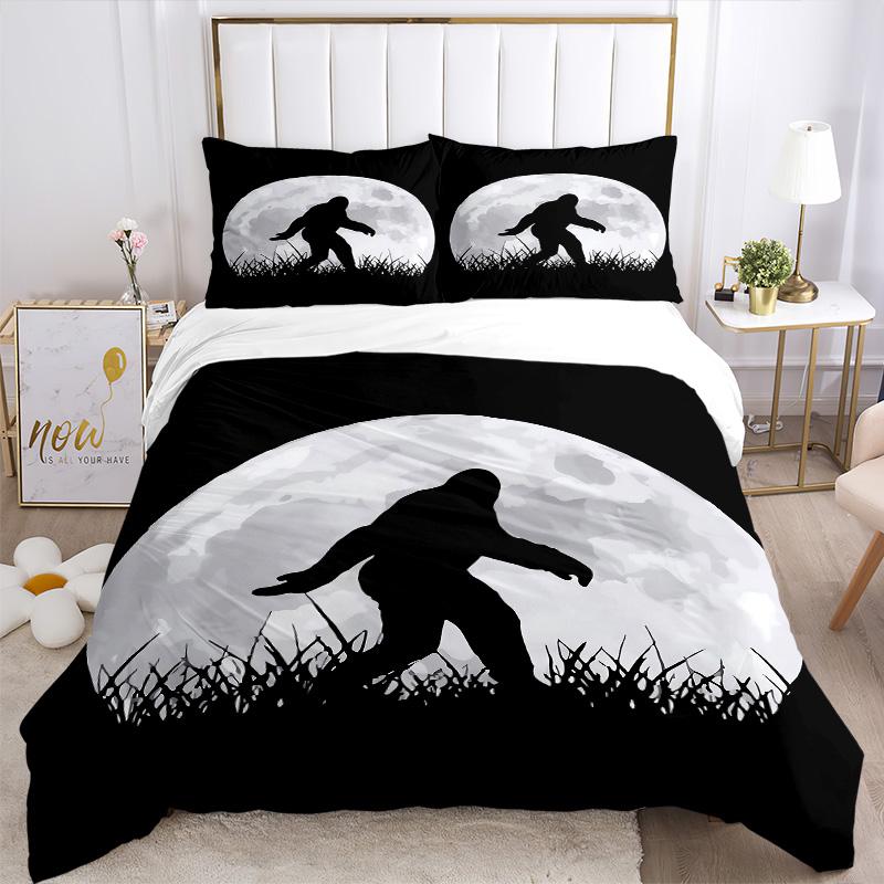 Moonlit Bigfoot Silhouette Print 3Pcs Bedding Setduvet Cover With 2 Bedropillowcase Home Birthday Gift