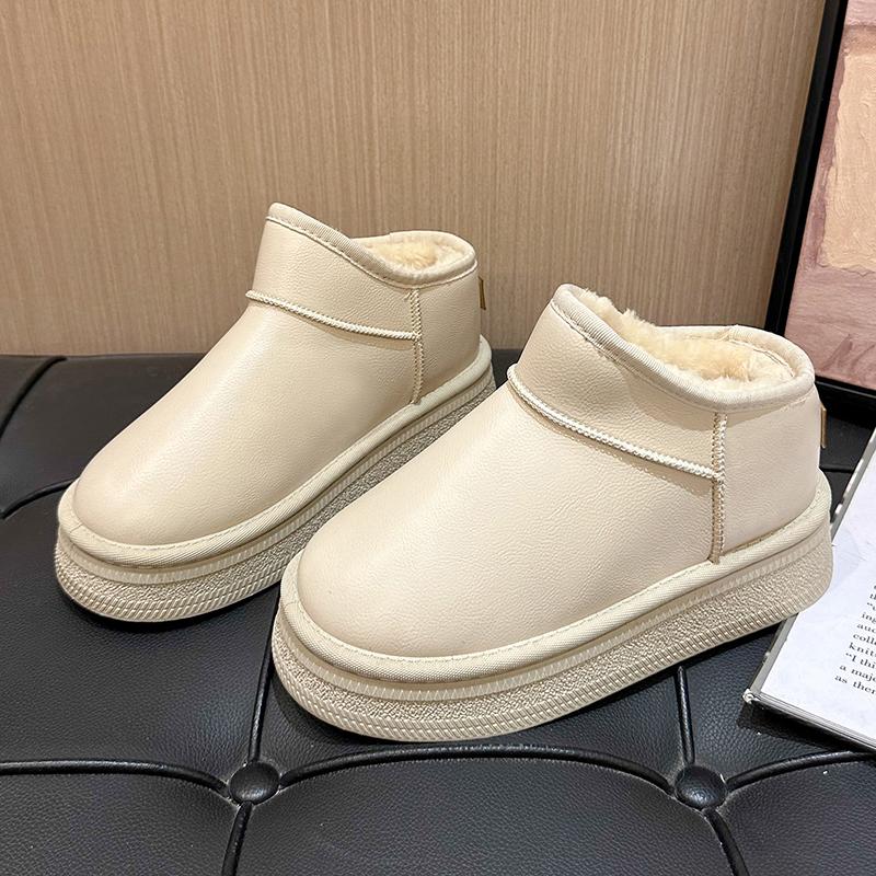 Модные новые теплые плюшевые однотонные женские зимние ботинки 2024 года, горячая распродажа, износостойкие зимние ботинки с толстой подошвой, повседневные удобные ботинки