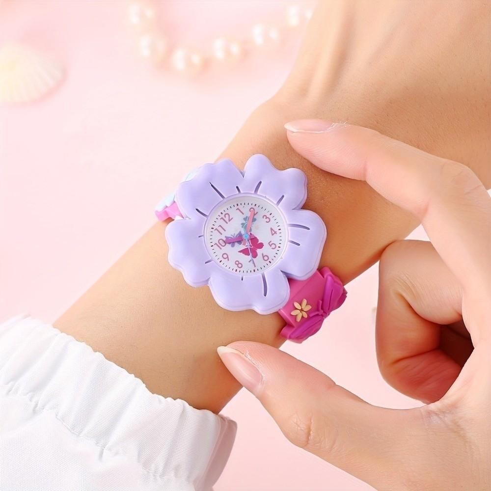 3D Design Kids Flower Watch Silicone Strap Children's Gift Watch Electronic Watch for Children